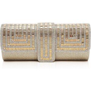 Womens Gold Crystal Sparkly Evening Clutch Purse with Rhinestones Wedding